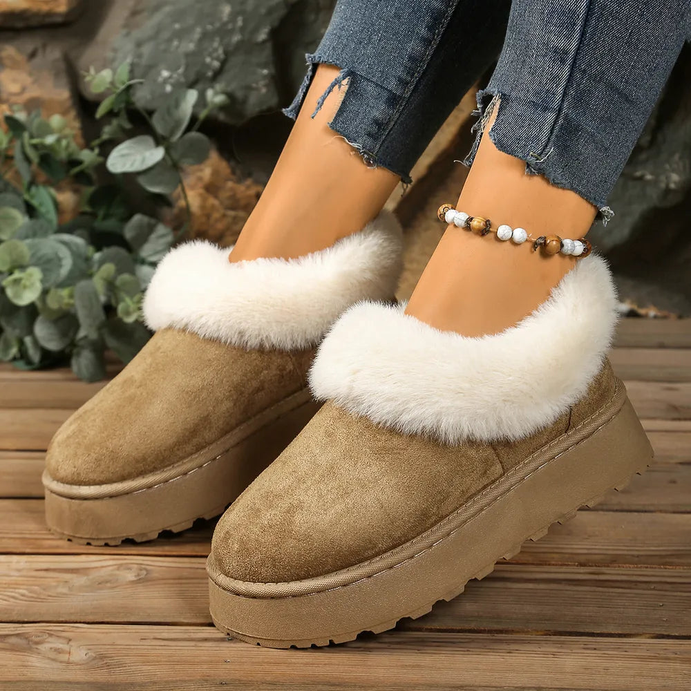 Cozy Fuzzy Trim Platform Boots