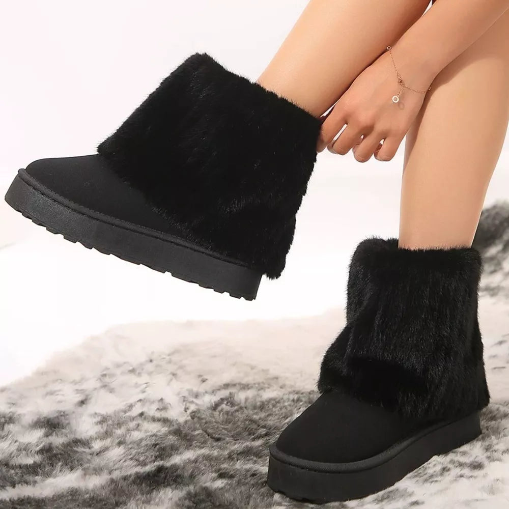 Cozy Faux Fur Platform Ankle Boots