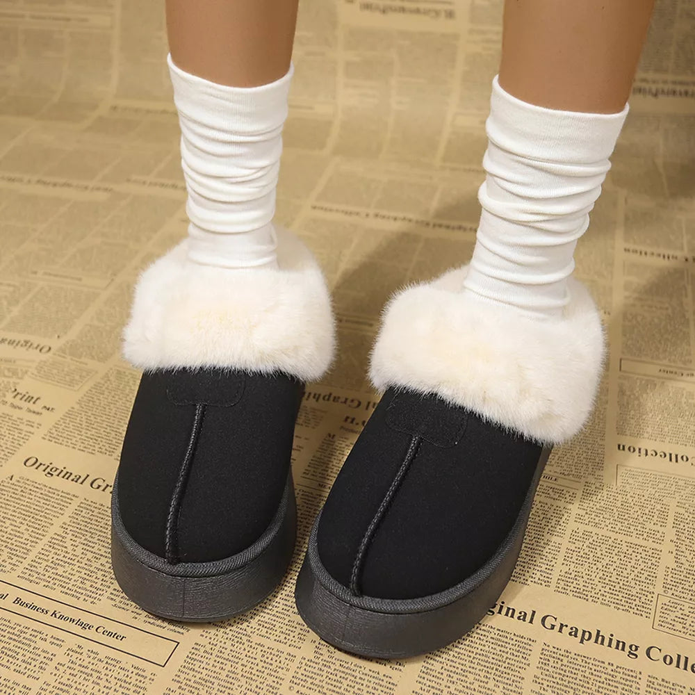 Plush Suede Platform Ankle Boots