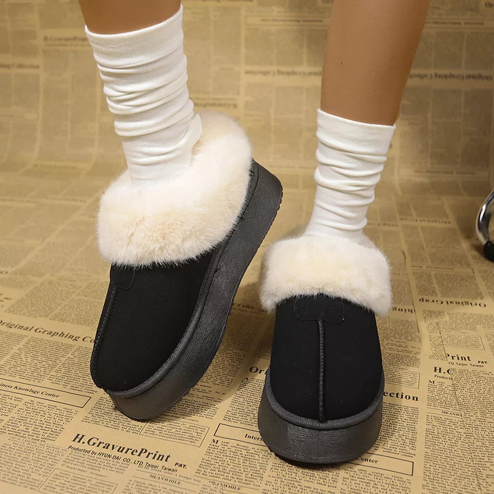 Plush Suede Platform Ankle Boots