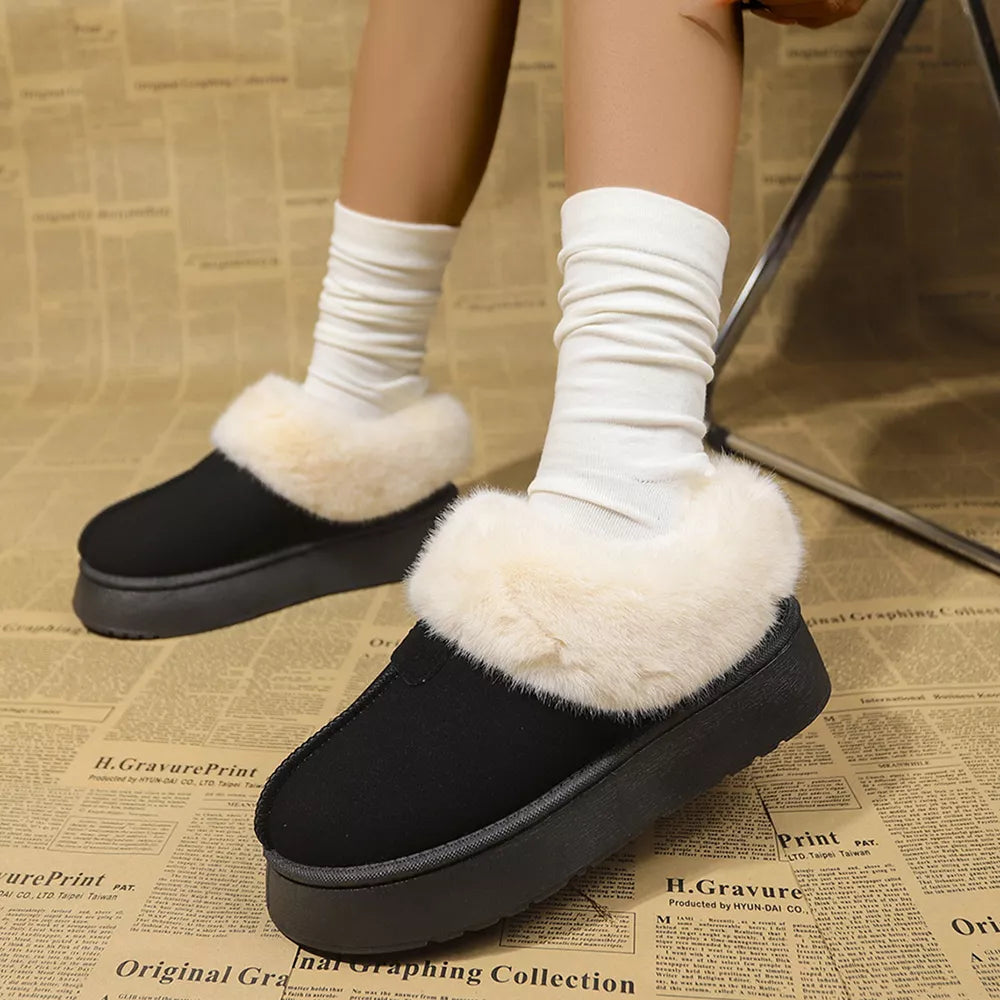Plush Suede Platform Ankle Boots