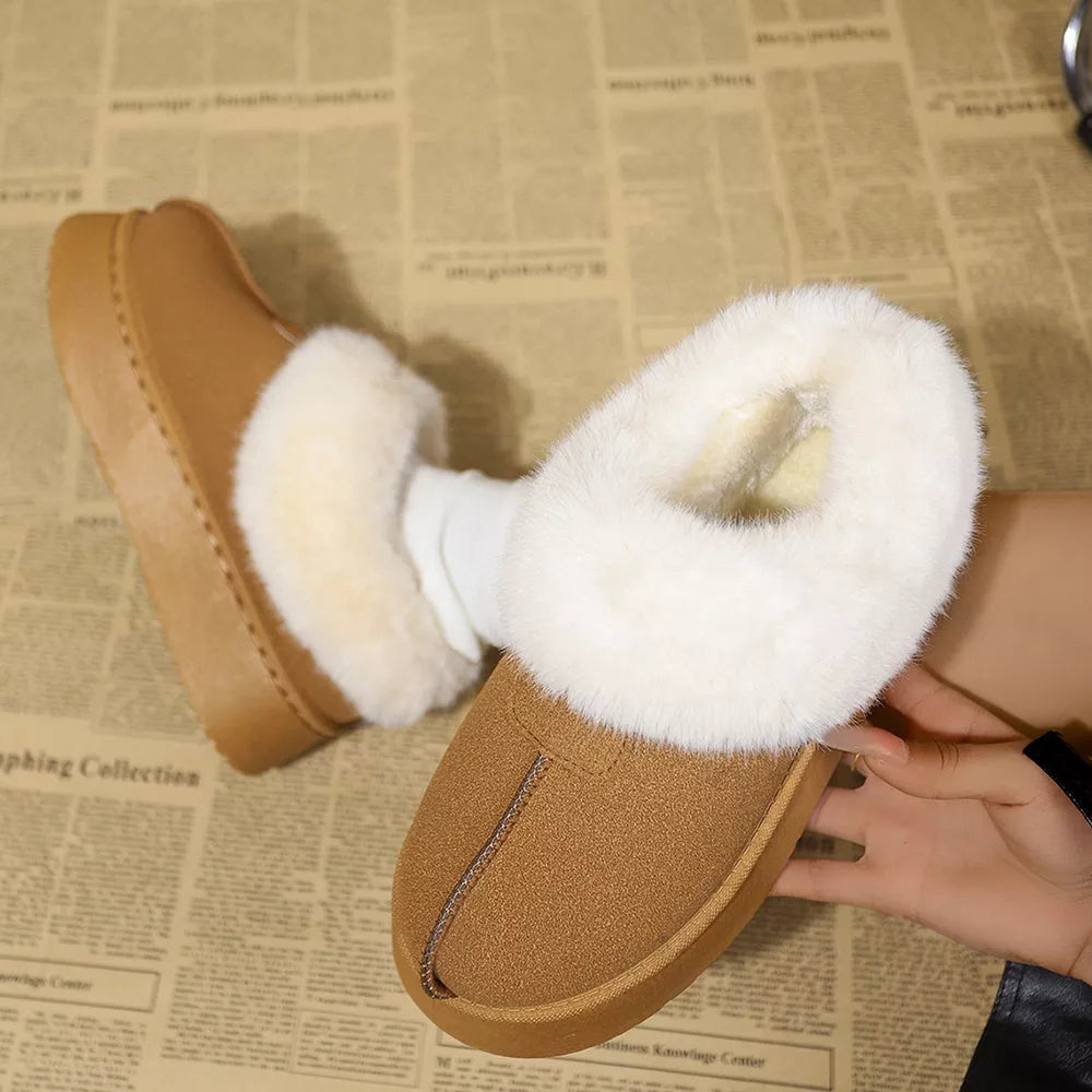Plush Suede Platform Ankle Boots