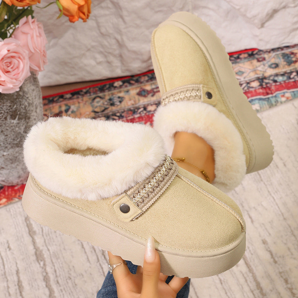 Platform Faux Fur Lined Suede Slip-On Boots