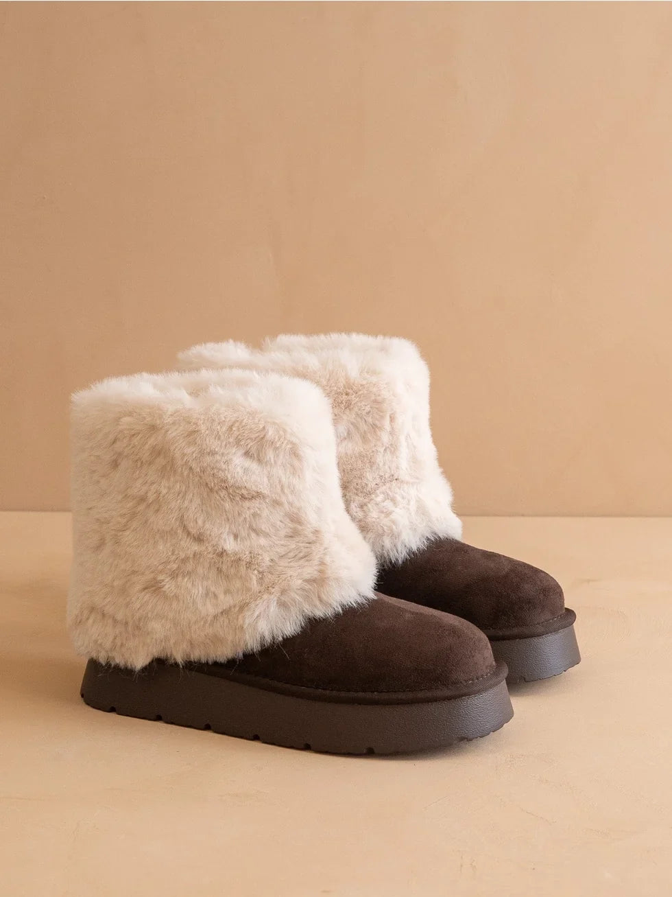 Fur Cuff Platform Ankle Boots - Oasis Society