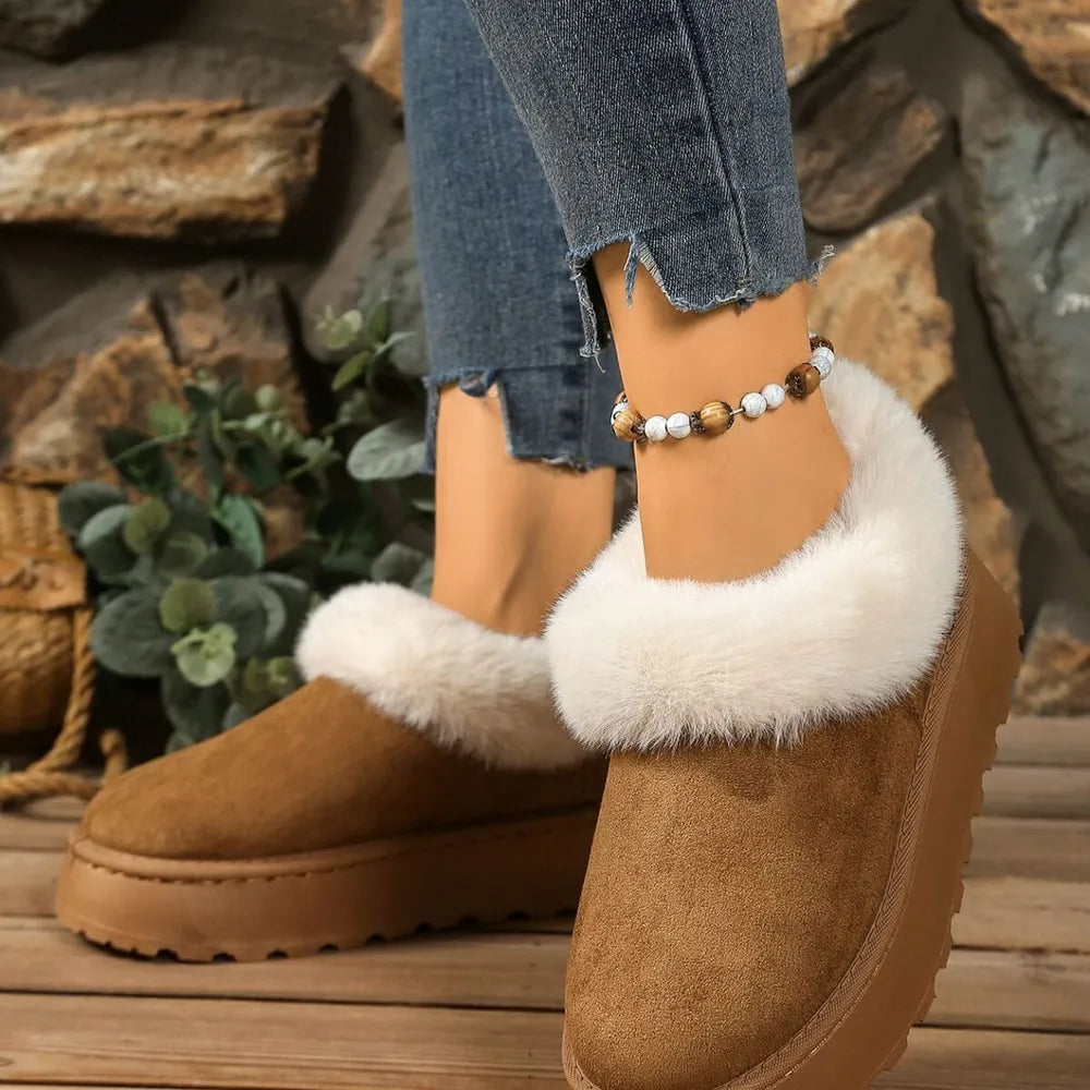 Cozy Fuzzy Trim Platform Boots
