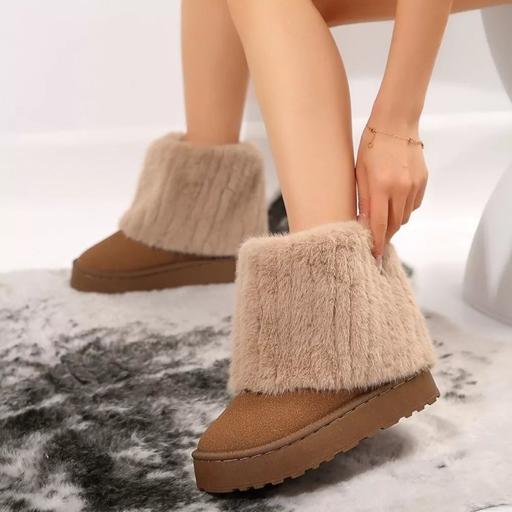 Cozy Faux Fur Platform Ankle Boots