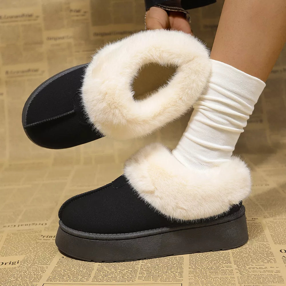 Plush Suede Platform Ankle Boots