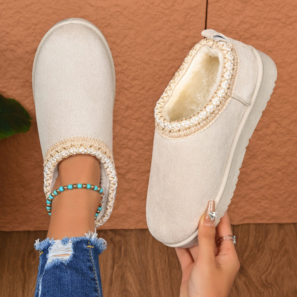 Slip-On Round Toe Platform Ankle Boots