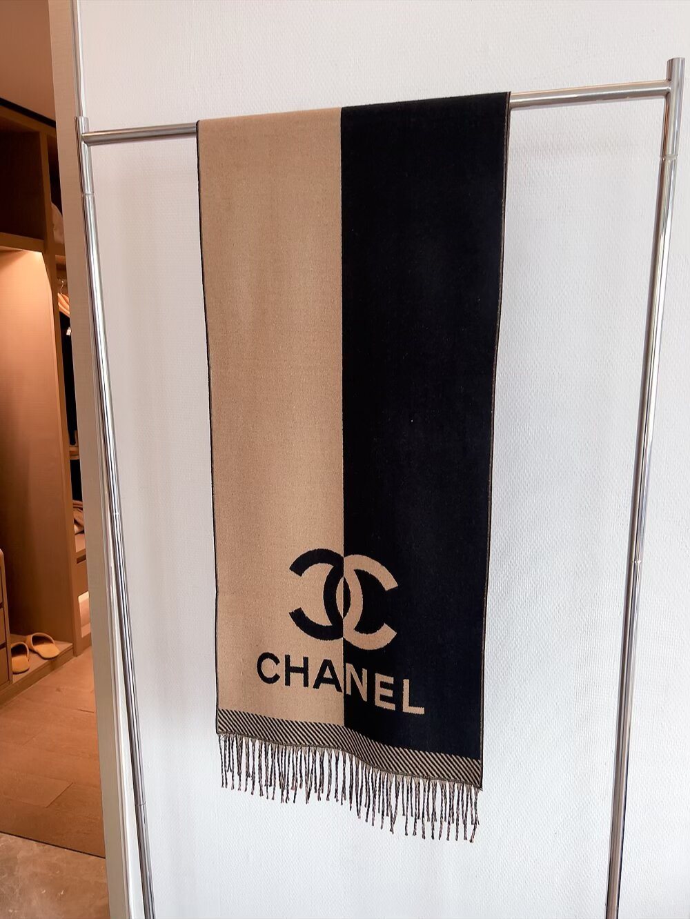 Chanel Color-Block Fringed Scarf