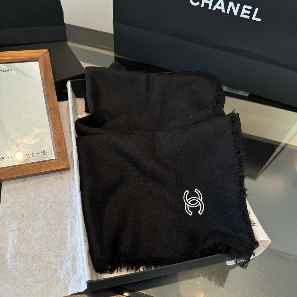 Chanel Fringed Cashmere Scarf